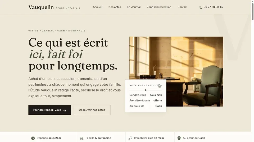 Aperçu du site notaire à Caen